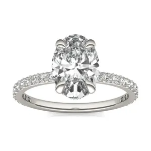Oval Custom Hidden Halo 3/4 Eternity Engagement Ring Setting image, 